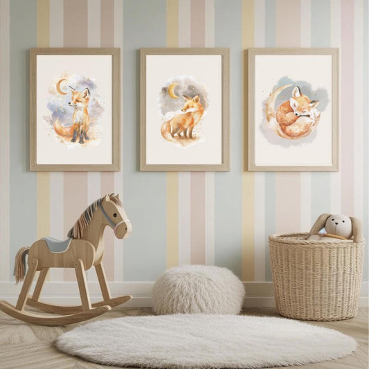 Sleepy Fox Wall Art | Kids Room | Playful Fun Cool Animal | Children’s Decor