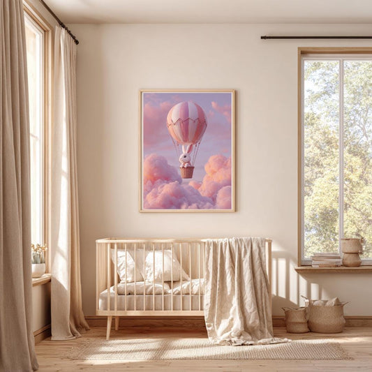 Rabbit nursery prints | Whimsical Illustration | Cute Kids Music Print | Playful Baby Room Poster | Animal Nursery Decor |