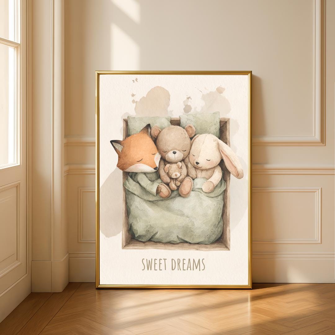Sleeping animals sweet dreams Wall Art | Kids Room | Playful Fun Cool Animal | Children’s Decor