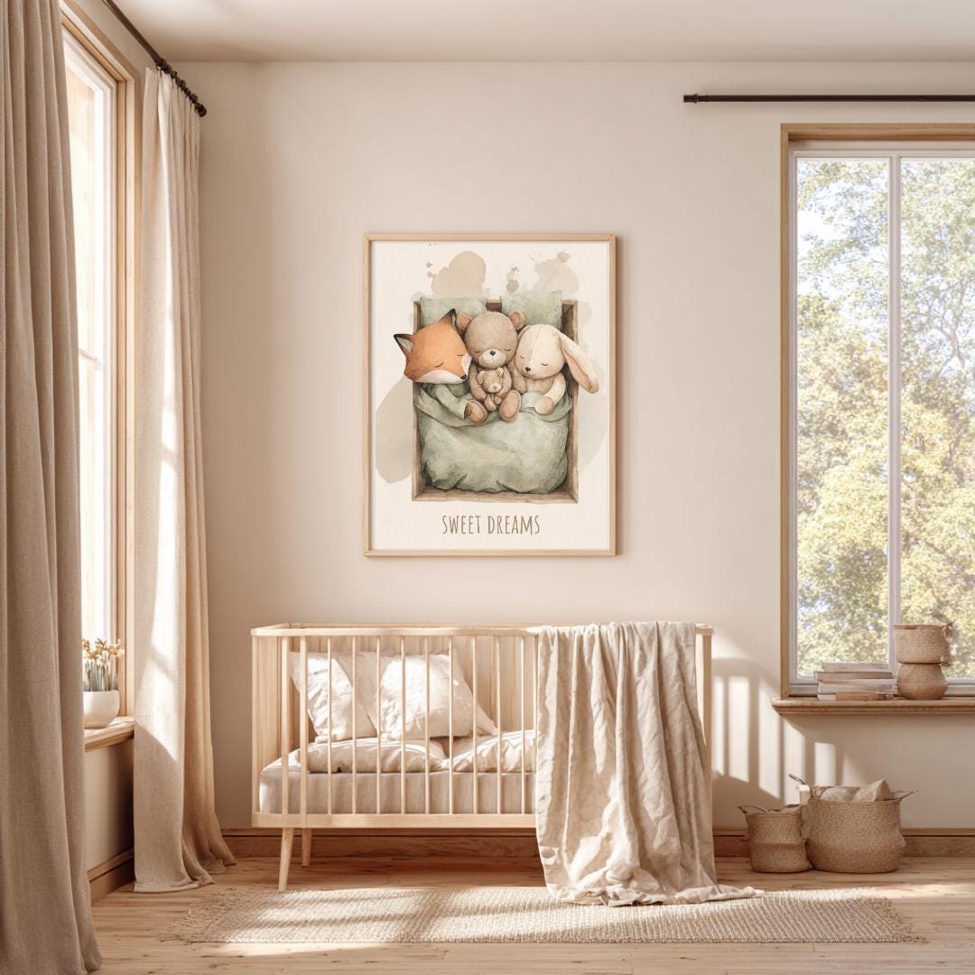 Sleeping animals sweet dreams Wall Art | Kids Room | Playful Fun Cool Animal | Children’s Decor