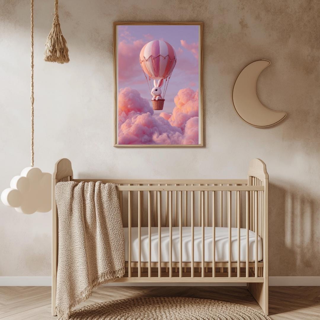 Rabbit nursery prints | Whimsical Illustration | Cute Kids Music Print | Playful Baby Room Poster | Animal Nursery Decor |