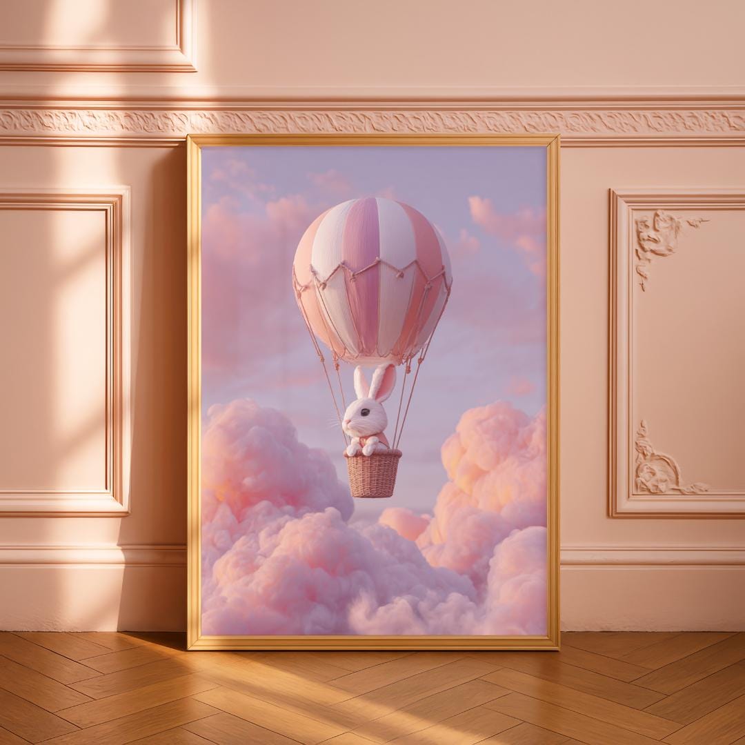 Rabbit nursery prints | Whimsical Illustration | Cute Kids Music Print | Playful Baby Room Poster | Animal Nursery Decor |