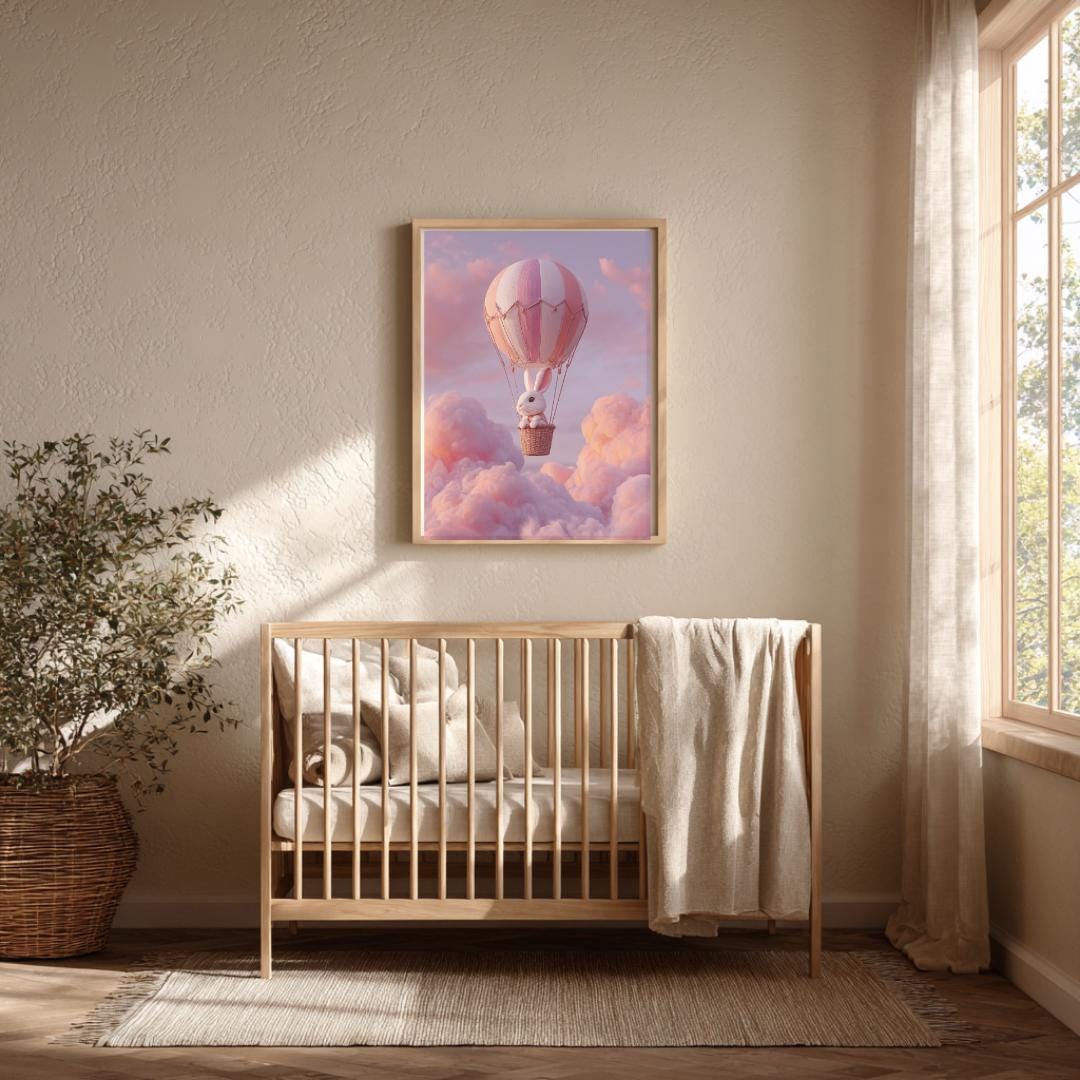 Rabbit nursery prints | Whimsical Illustration | Cute Kids Music Print | Playful Baby Room Poster | Animal Nursery Decor |