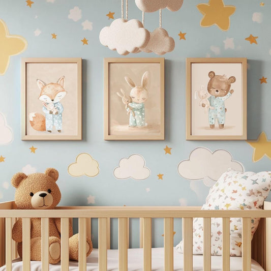 Sleepy animals Wall Art | Kids Room | Playful Fun Cool Animal | Children’s Decor | fox | bunny | bear |