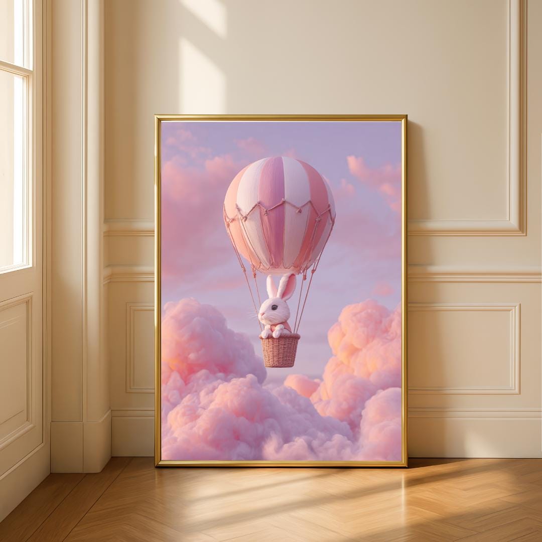 Rabbit nursery prints | Whimsical Illustration | Cute Kids Music Print | Playful Baby Room Poster | Animal Nursery Decor |