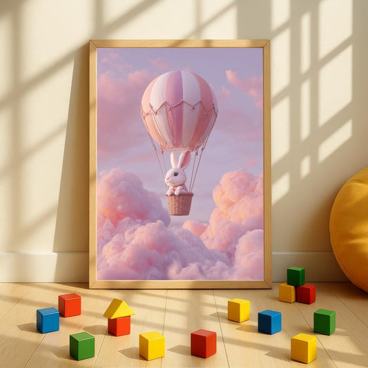 Rabbit nursery prints | Whimsical Illustration | Cute Kids Music Print | Playful Baby Room Poster | Animal Nursery Decor |