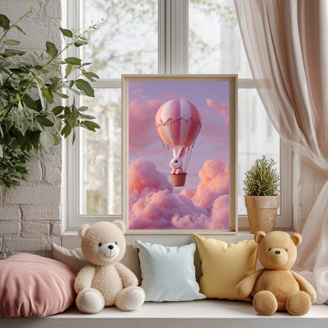 Rabbit nursery prints | Whimsical Illustration | Cute Kids Music Print | Playful Baby Room Poster | Animal Nursery Decor |